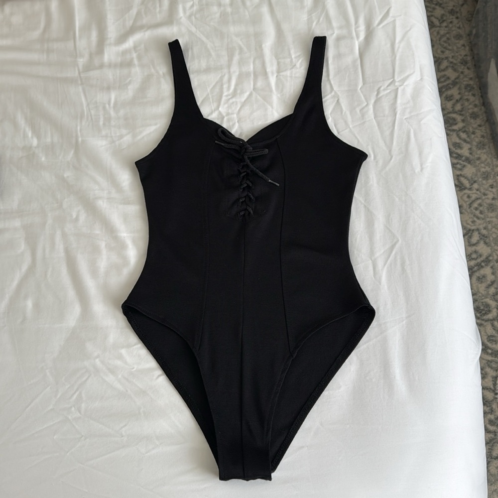 Nasty Gal Lace Up Front Bodysuit - Picture 2 of 9